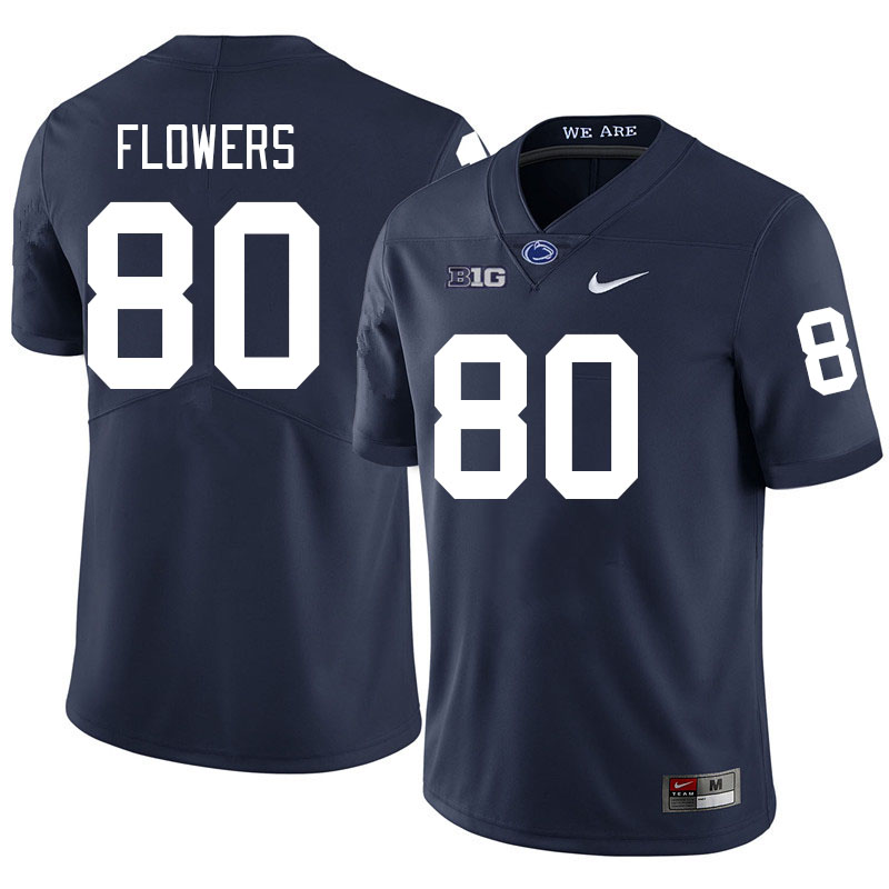 Men #80 Mehki Flowers Penn State Nittany Lions College Football Jerseys Stitched-Navy